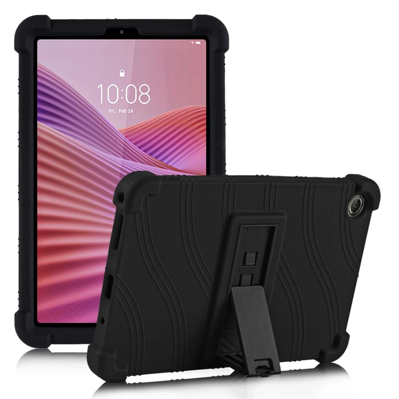 ATOOZ for Lenovo Tab One Case 8.7 inch (TB305FU),Soft Silicone Shockproof Kids Case for Lenovo Tab K9 Tablet with PC Stand (Black)