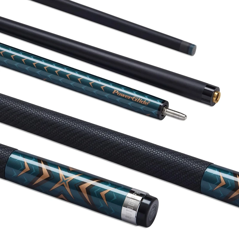 POWERGLIDE One 2-Piece Pool Cue Stick | Autograph | Carbon Fibre & Fibreglass | Ultra Smooth Gloss Leather Grip | Full Size 58" | 13 mm Tip