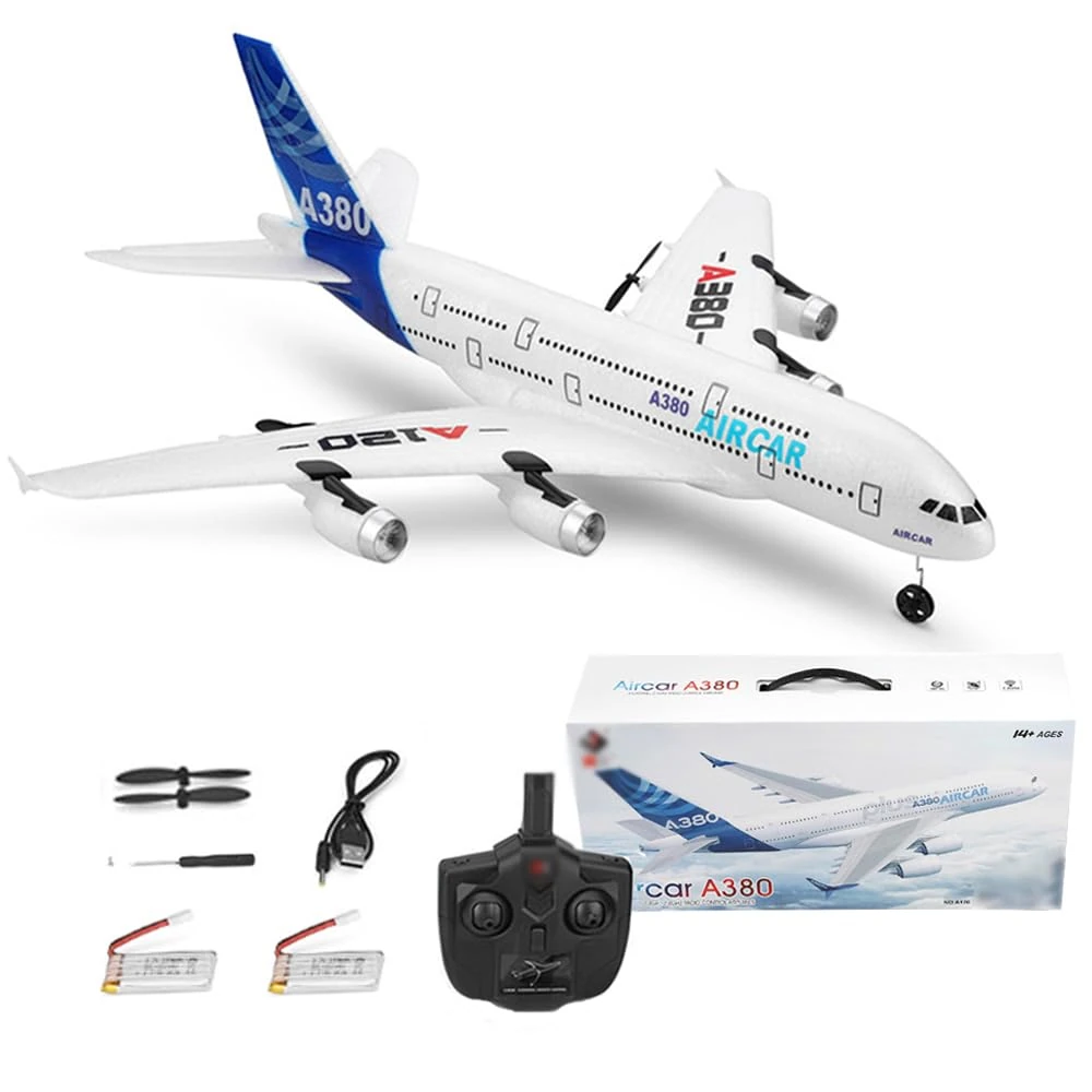 SAYZON RC Plane,Aircar A380 Model Plane 3CH EPP A120 RC Airplane for Beginners and Adults 2.4Ghz Fixed Wing RTF Remote Control Airliner with 2 Batteries