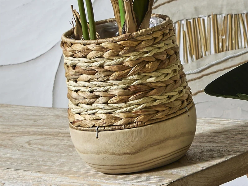 Macetero 2 Entramados Natural Fibre C/Base Madera 23 cm. 22dx23 cm - Image 1
