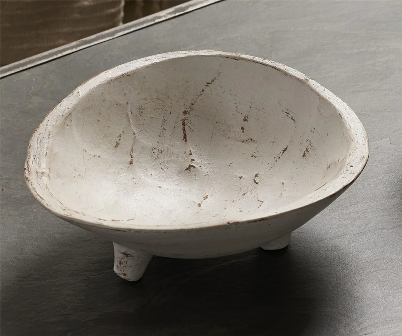 BOL TERRACOTA BLANCO DECAPADO C/PATAS 23 cm 23 cm x 22 x 8 cm - Image 1