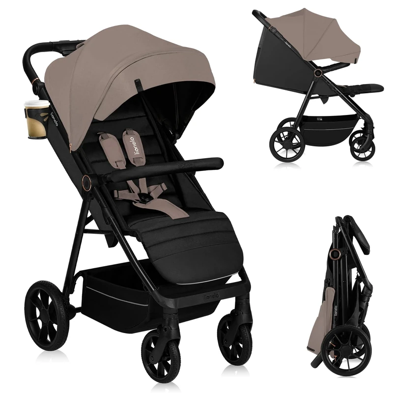 Lionelo MIRA Compact Lightweight Pushchair from 6-48 Months, Stroller with Lie-Flat Seat, All-Terrain Wheels, Double Suspension, XXL Waterproof Canopy, Magnetic 5-Point Buckle, Adjustable Handlebar