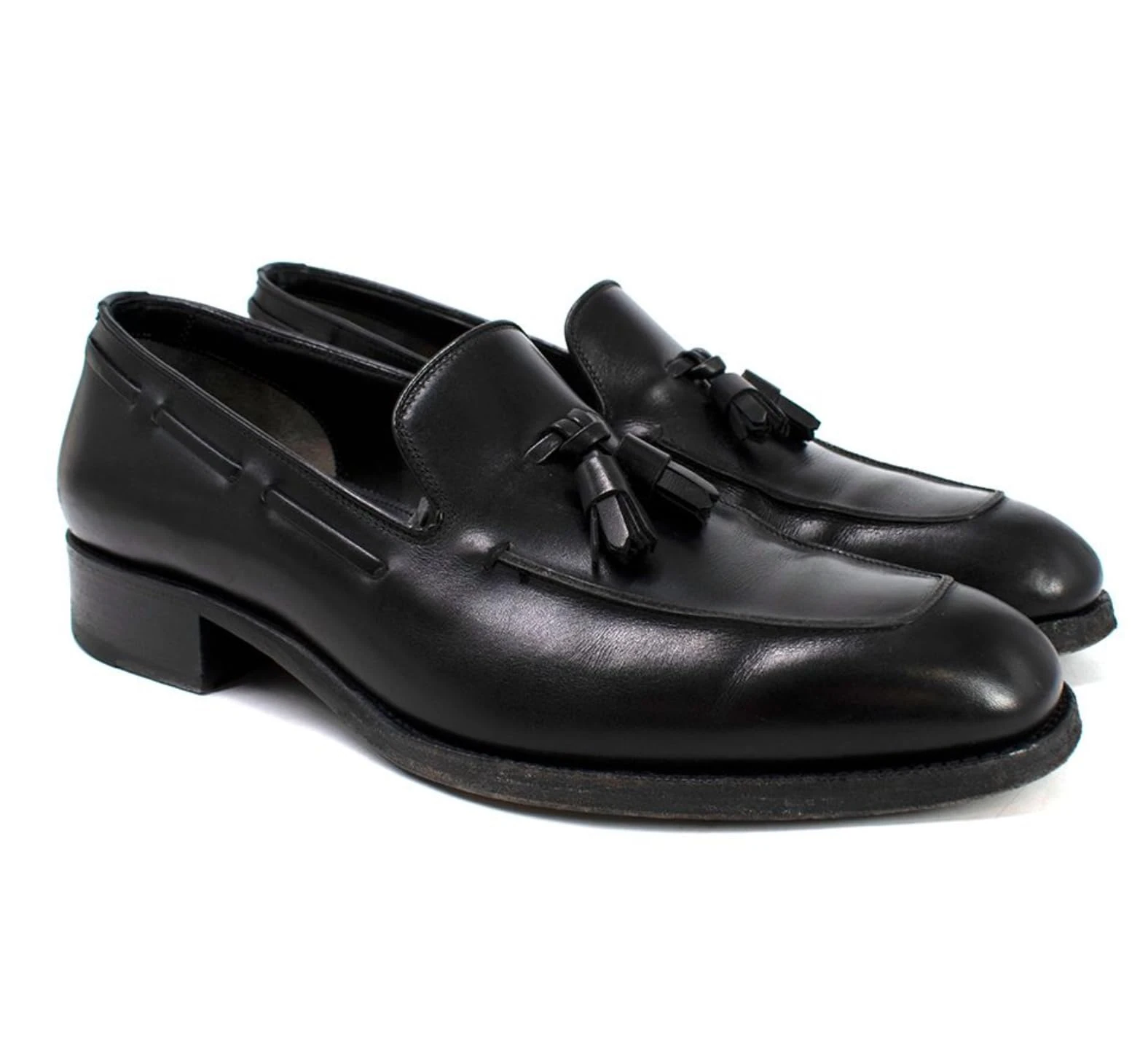 Tom Ford Pre-Loved Men's Tassel-Detail Leather Loafers Black
