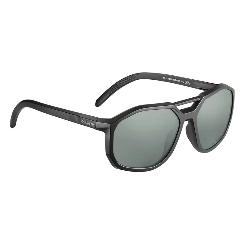 Bolle Gafas de sol de montura completa - Lente de PC Silver Flash Polarizada - Recubrimiento AS - Montura Negra eco-sostenible de PC (poliamida de origen biológico) for Adults, Visual Comfort at the