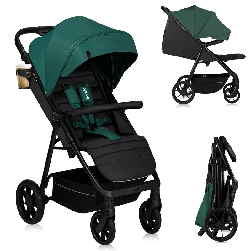 Lionelo MIRA Compact Lightweight Pushchair from 6-48 Months, Stroller with Lie-Flat Seat, All-Terrain Wheels, Double Suspension, XXL Waterproof Canopy, Magnetic 5-Point Buckle, Adjustable Handlebar