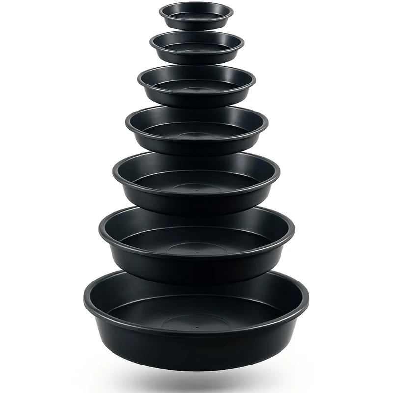 Round Black Plastic Plant Pot Saucer Tray – Multiple Sizes (18–60cm) & Pack Options – Durable Drip Trays for Indoor Outdoor Use (Ø40cm, 2, Piece)
