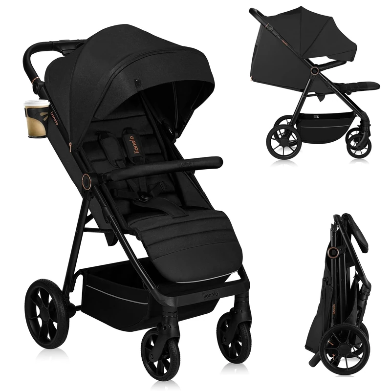 Lionelo MIRA Compact Lightweight Pushchair from 6-48 Months, Stroller with Lie-Flat Seat, All-Terrain Wheels, Double Suspension, XXL Waterproof Canopy, Magnetic 5-Point Buckle, Adjustable Handlebar
