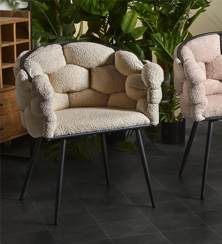 AlexandreHouse Butaca Laysan Rizo Suave Beige C/Patas Negras 74 x 54 x 80 cm - Image 1