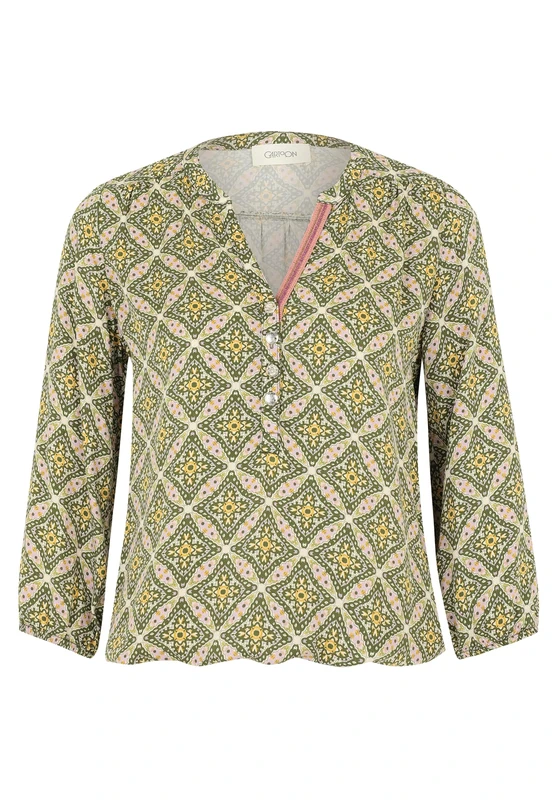 Cartoon Women's Casual Blouse with Pattern, Green/Purple, 16 - Image 1