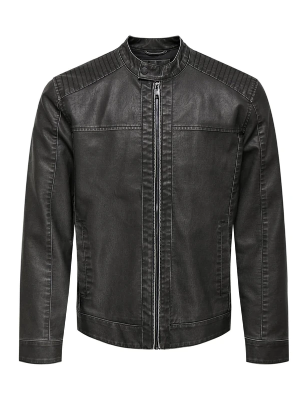 ONLY & SONS Onsmike Pu Racer OTW Noos Men's Jacket, Black, x_s, Black, x_s
