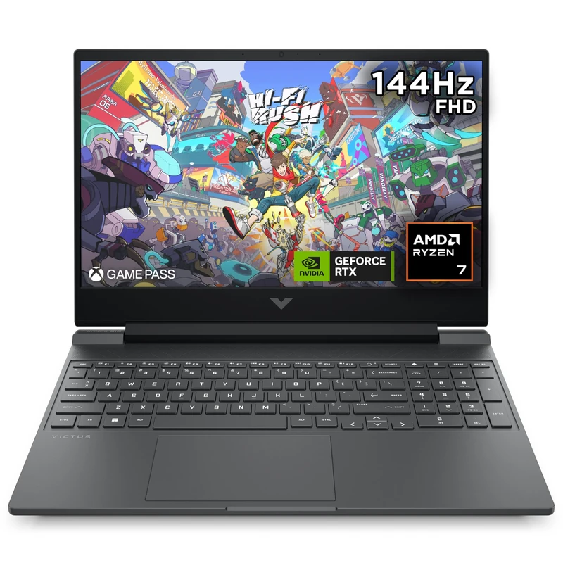 HP Victus 15.6" Gaming Laptop | AMD Ryzen 7 7445H Processor | 16GB RAM | 512GB SSD | NVIDIA GeForce RTX 4050 | 144Hz FHD IPS Anti-glare Display | Windows 11 | AMD FreeSync | Fast charge | 15-fb3003sa