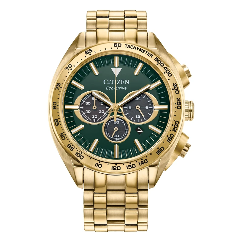 Citizen Eco-Drive Chronograph Watch - Gold 43mm, 100m Water Resistant