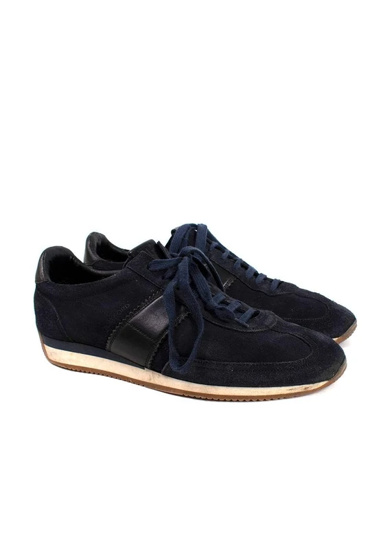 Tom Ford Pre-Loved Men's Midnight Blue Suede Lace Up Sneakers