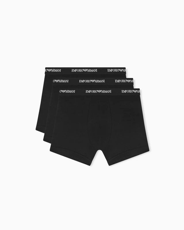 EMPORIO ARMANI Men's CORELOGOBAND 3-Pack Boxer Black L