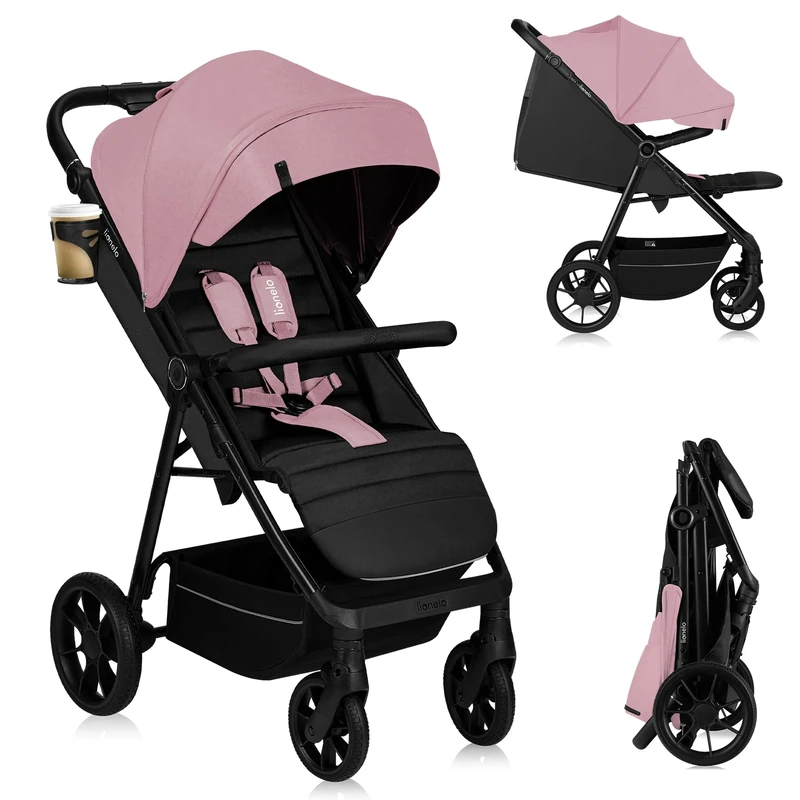 Lionelo MIRA Compact Lightweight Pushchair from 6-48 Months, Stroller with Lie-Flat Seat, All-Terrain Wheels, Double Suspension, XXL Waterproof Canopy, Magnetic 5-Point Buckle, Adjustable Handlebar