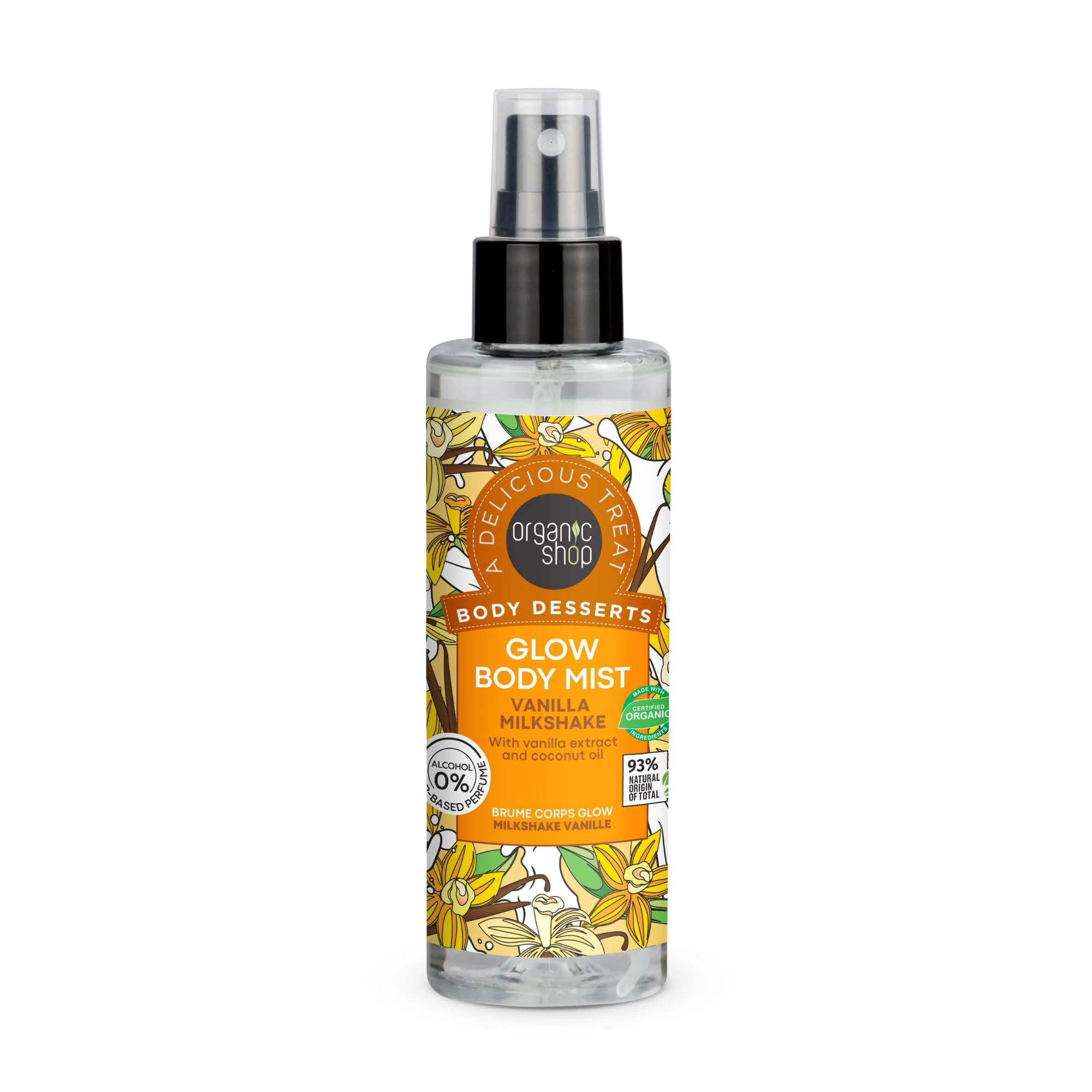 Organic Shop Body Desserts Glow Body Mist Vanilla Milkshake, 200 ml