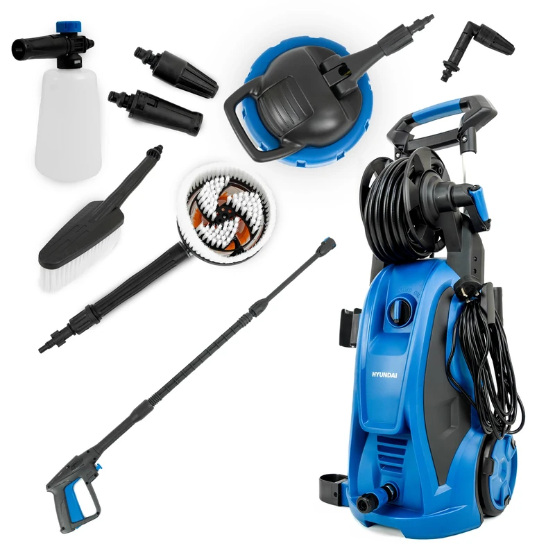 Hyundai Electric Pressure Washer, 180 Bar 2610si, 2400W, 8L/min Flow Rate, Jet Wash with Hose, Snow Foam Lance Attachments and Patio Cleaner