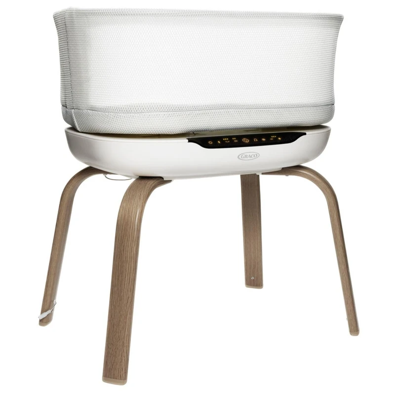 Graco Eluma Nest Bedside Bassinet, Birth to 9kg (Approx. 6 Months), cry Detection Technology that Senses Your Baby and soothes/Settles, Bluetooth Technology, Luna Fashion