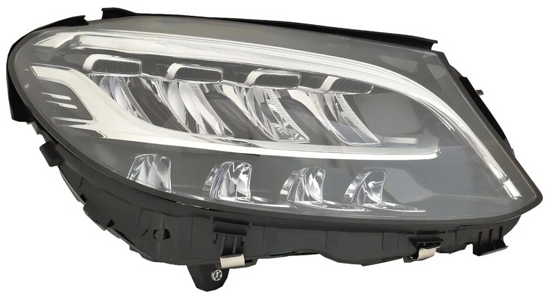 PROPOSTEONLINE Headlight Made for Mercedes C-Class W205 2018-2021 Passenger Side LED with Electric Motor Black Parable A2059065504