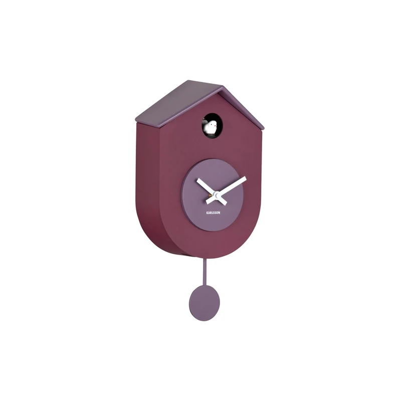 Karlsson Grato Cuckoo Wall Clock with Oscillating Pendulum Deep Mauve and Soft Lavender