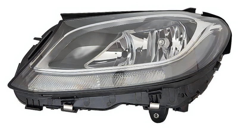 PROPOSTEONLINE Headlight made for Mercedes C-Class W205 driver side H7-H7-PWY24W LED with Electric Motor Black Parable A2059066402