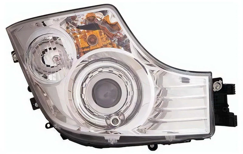 PROPOSTEONLINE Headlight made for Mercedes ACTROS from 2011 to 2018 passenger side XENON H7-H1 with manual adjustment A9608200739