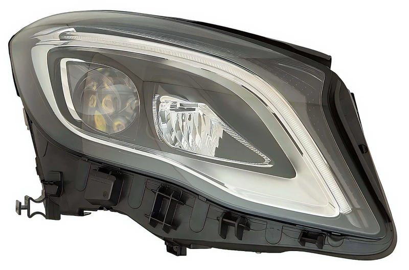 PROPOSTEONLINE Headlight Made for Mercedes GLA X156 from 2017 to 2020 Passenger Side LED with Electric Motor Black Parable A1569067600