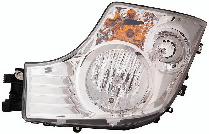 PROPOSTEONLINE Headlight made for Mercedes ACTROS from 2011 to 2018 driver side H7-H1 halogen with manual adjustment A9608200239