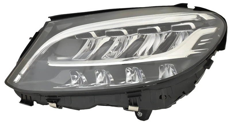 PROPOSTEONLINE Headlight made for Mercedes C-Class W205 2018-2021 Driver's Side LED with Electric Motor Black Parable A2059065404
