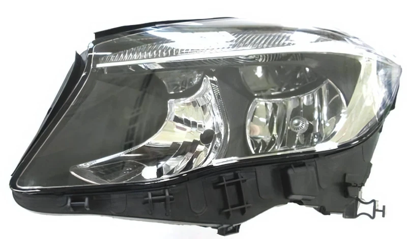 PROPOSTEONLINE Headlight made for Mercedes GLA X156 2013 driver side H7-H15 Halogen with Electric Motor Black Parable A1569061100