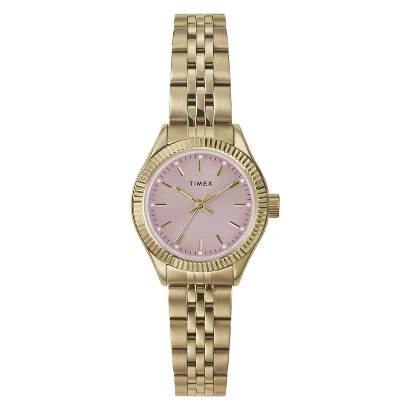 Timex Women's Trend 25 mm Watch - Gold-Tone Stainless Steel Bracelet with Pink Dial and Gold-Tone Case TW2W90800