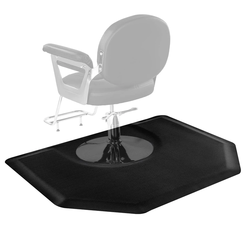 VEVOR Salon Mat for Hair Stylist, 1225 x 1505 mm Hexagon Salon Chair Mat Anti Fatigue, 13mm Thickened Barber Shop Floor Mat with Round Cut Out, Easy-to-Clean PVC Surface & Anti-Trip Beveled Edges