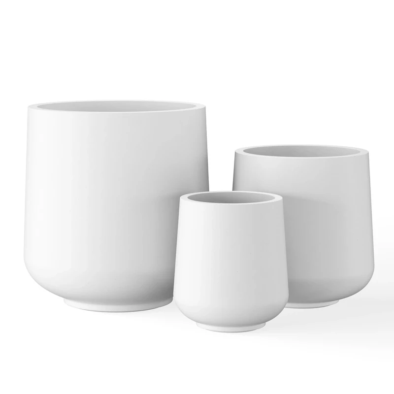Kante 15.3"+11.6"+8.2" Dia Round Concrete Planter, Large Outdoor Indoor Planter Pots Containers with Drainage Holes and Rubber Plug for Home Garden Patio, Pure White