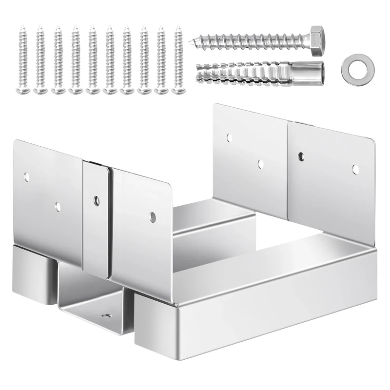 VEVOR 6x6 Post Base 10 Pcs, Inner Size 5.49x5.57inch/139.5x141.5mm Concrete Post Anchor, Heavy-Duty Zinc-Plated Carbon Steel Posts Brackets with 1 Inch Standoff Elevation, for Concrete Pergolas Patio