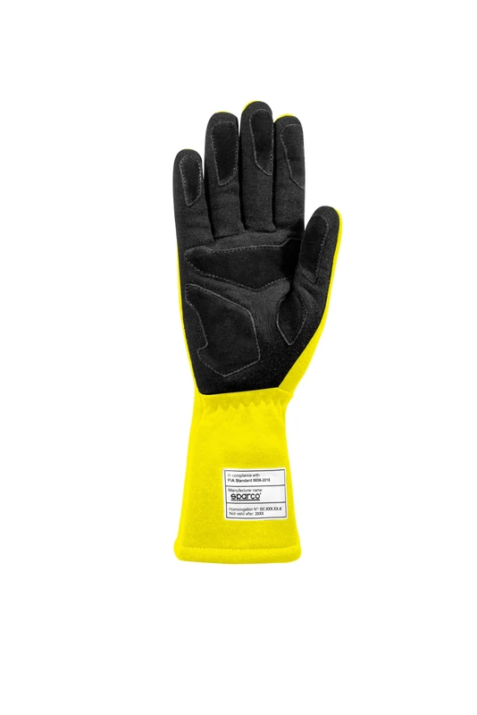 Sparco - Racing Land Gloves - Soft Inner Seams - Palm with Suede Inserts - Meets FIA 8856-2018 - Straight Wrist - Size 10 - Yellow