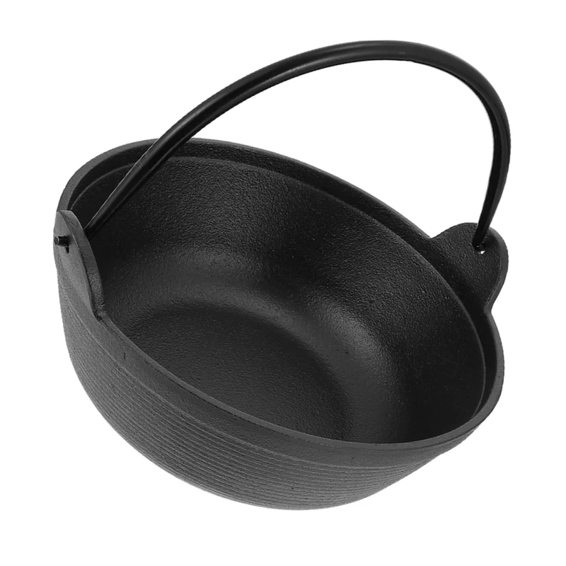 iplusmile Cast Iron Cauldron Pot Outdoor Saucepan with Side Handle for Camping and Family Meals Versatile Cooking Pot for Stewing and Stir-frying