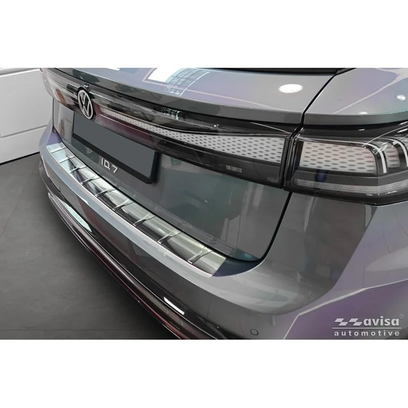 Avisa Stainless Steel Rear bumper protector compatible with Volkswagen ID.7 Tourer 2024- 'Ribs'