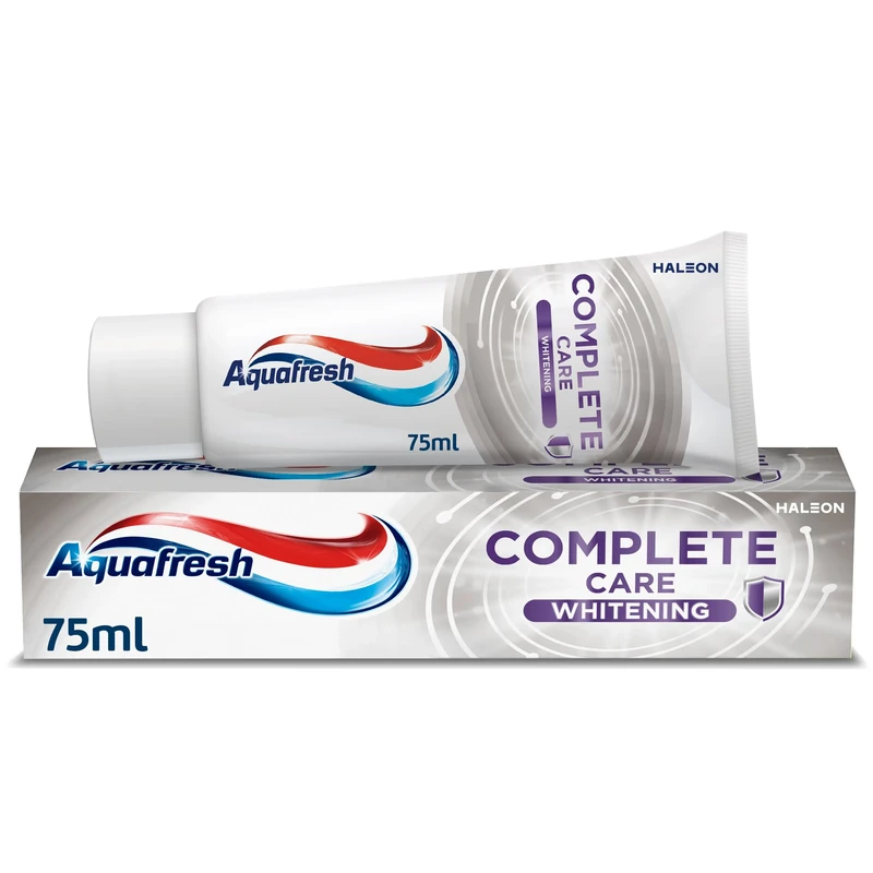 Aquafresh Complete Care Whitening Fluoride Toothpaste. Helps Restore Your Teeth’s Natural Whiteness. Actively deep Cleans and freshens Whole Mouth.