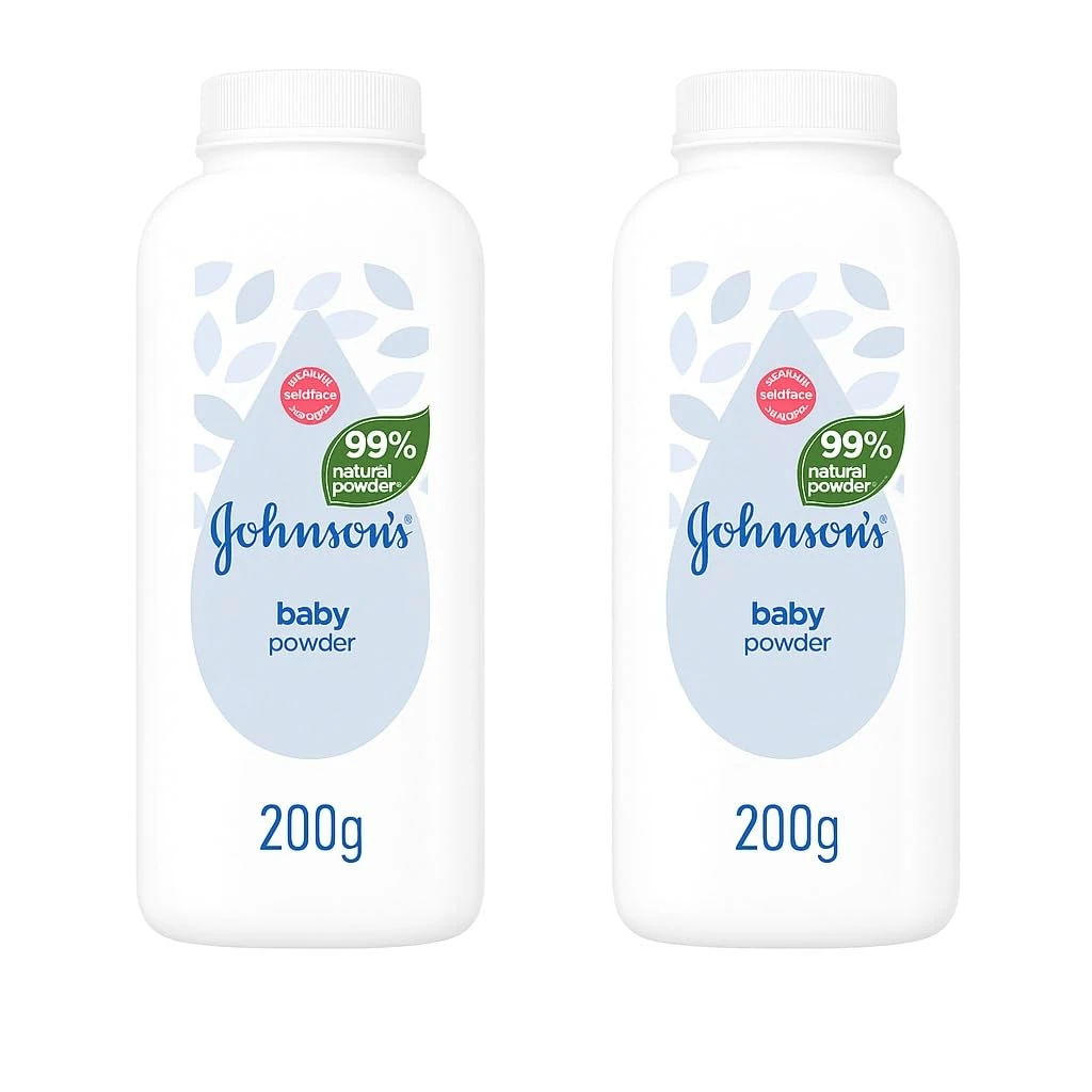 Johnson’s Baby Powder 2 x 200g | Gentle for Newborn and Baby Skin | Clinically Proven Powder for Soft, Smooth, Dry Skin | Multipack Baby Care Essentials for Daily Use