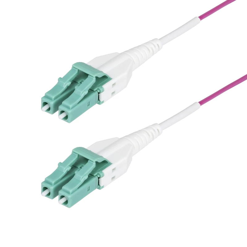 StarTech.com 30m (98.4ft) LC to LC (UPC) OM4 Multimode Fiber Optic Cable, Erika Violet, 50/125, 40G/100G, Uniboot Fiber Jumper Cord, OFNR Riser Rated