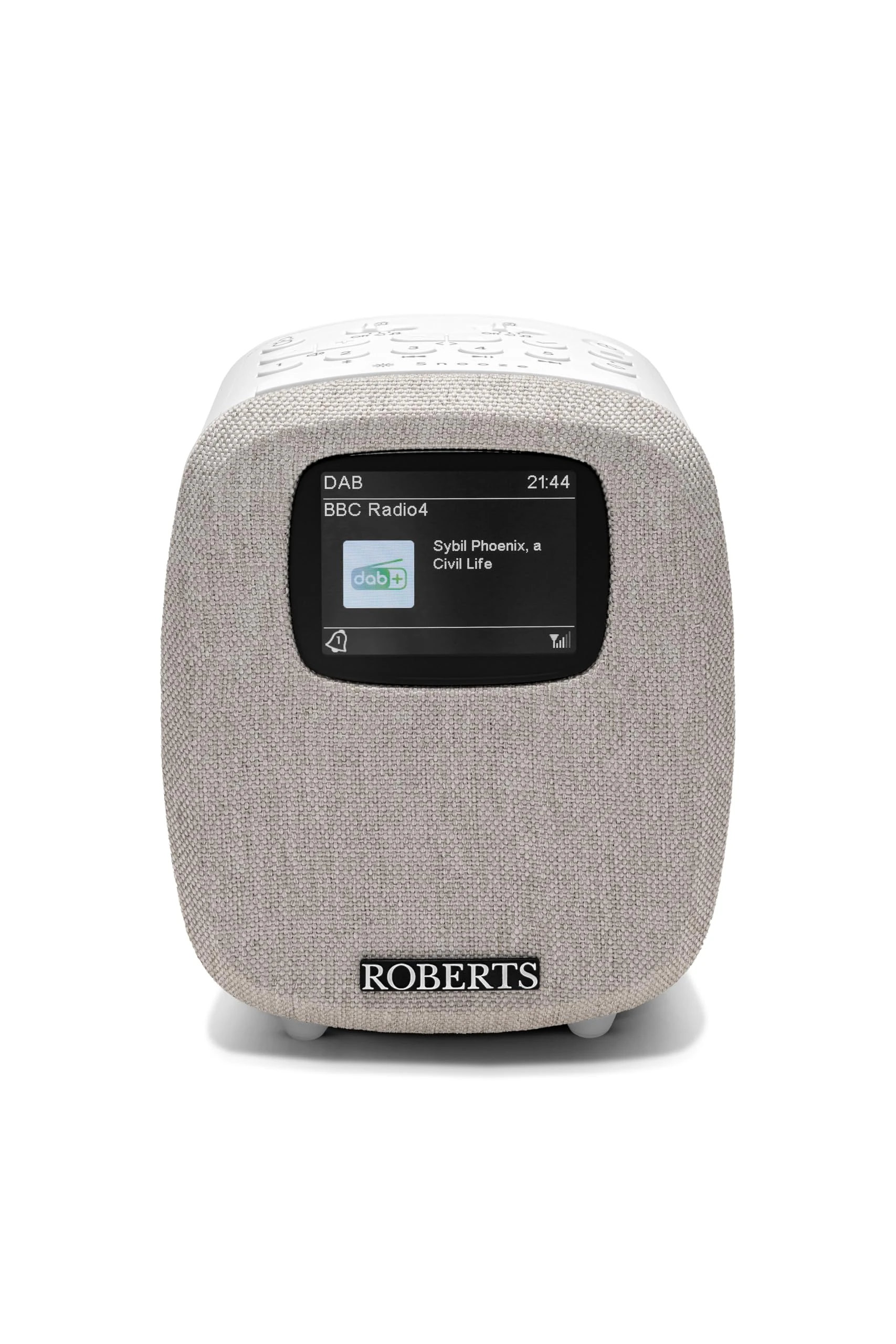 Roberts ORTUS5 FM/DAB/DAB+ Digital Clock Radio with Bluetooth, Alarms and Colour Display, White