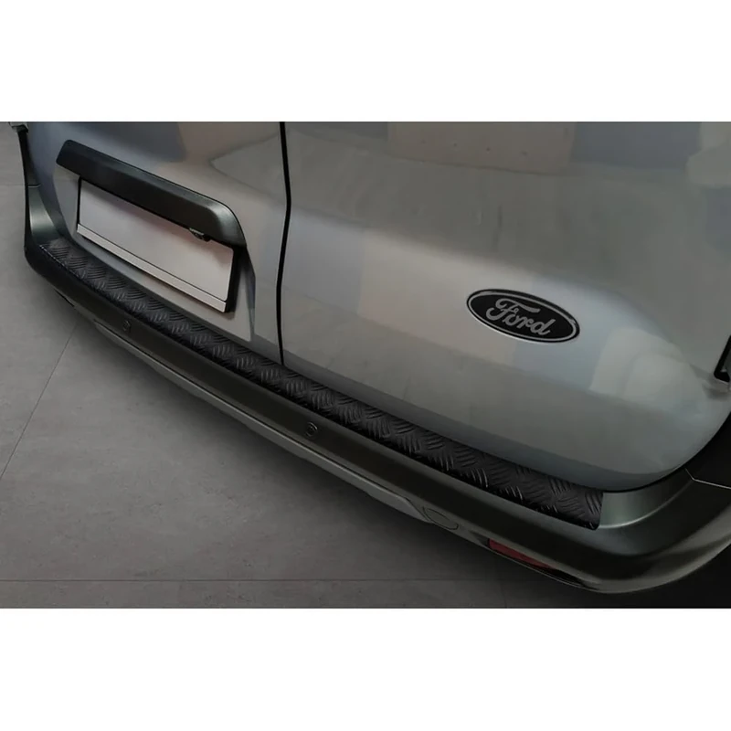 Avisa Matt Black Stainless Steel Rear bumper protector compatible with Ford Transit Courier II/Tourneo Courier II 2023- 'Riffled Plate'