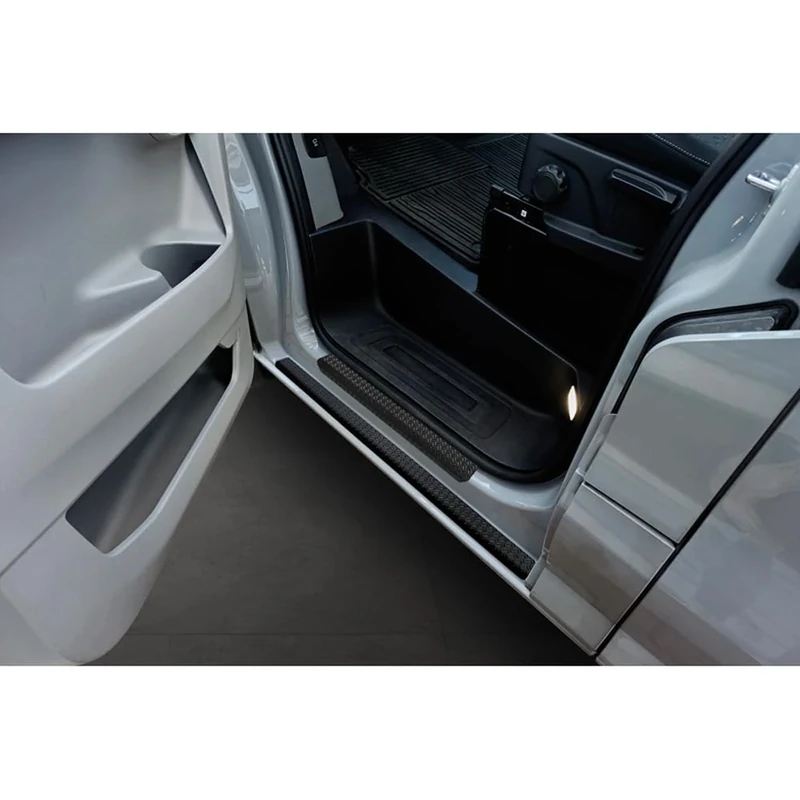 Avisa Aluminium upper door sill protectors compatible with Ford Transit Custom (V710) & Tourneo Custom (V710) 2023- 'Riffled Plate' - 2-pieces - Black