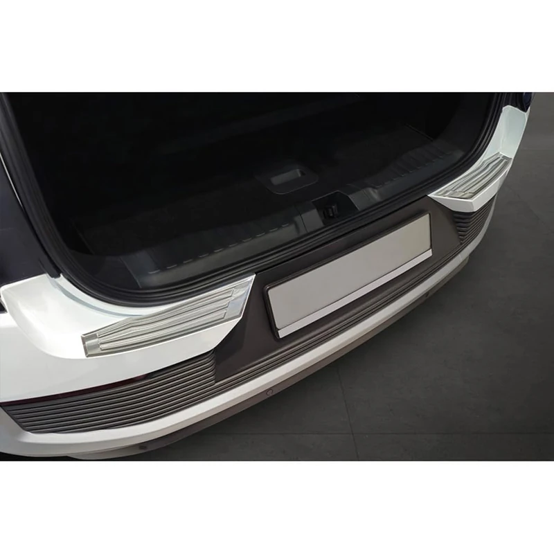Avisa Stainless Steel Rear bumper protector compatible with Ford Explorer EV 2024- 'Ribs', Silver