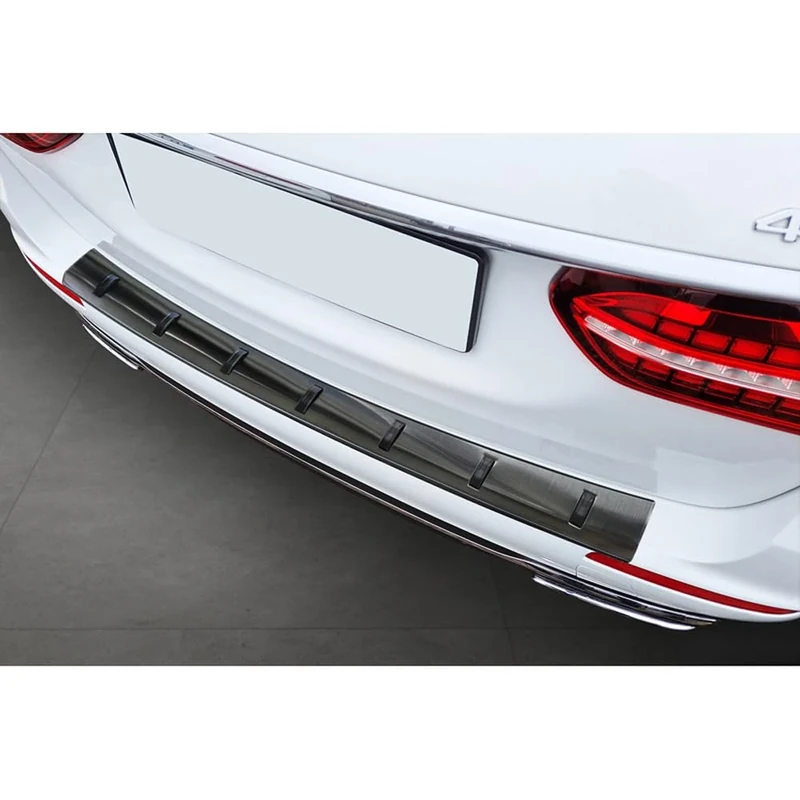 Avisa Black Stainless Steel Rear bumper protector compatible with Mercedes E-Class Estate S213 2016-2023 (incl. E53 AMG) 'STRONG EDITION'