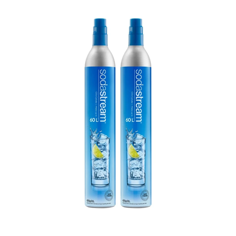 SodaStream 2 x Blue Screw-in Spare CO2 Cylinder Value Pack Refill for Genesis, Jet, and Spirit Sparkling Water Maker