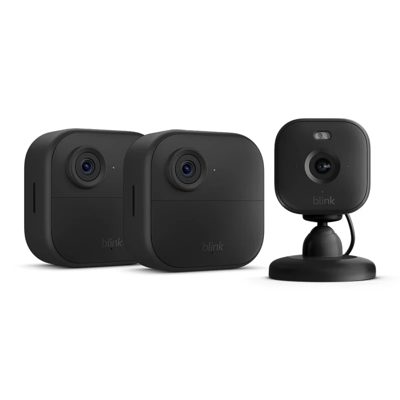 New Blink camera (Outdoor 4) + Blink Mini 2 Black | Newest model | Wireless HD smart security camera, two-year battery life, enhanced motion detection, works with Alexa | 2-Camera System