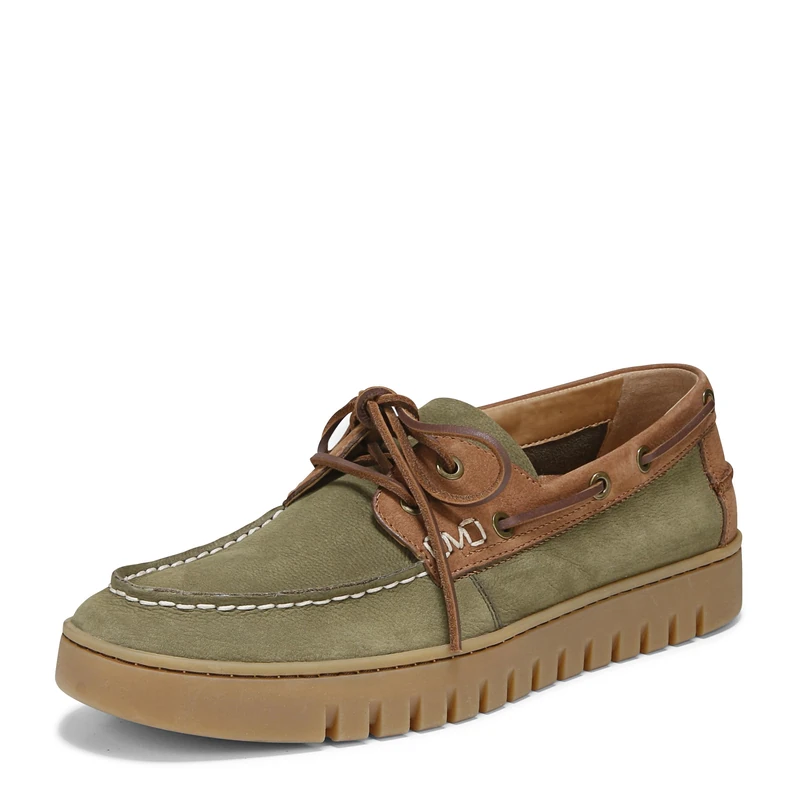 Vionic Men's Uptown Boat Sneaker, Olive Multi Nubucks Leather, 11 UK