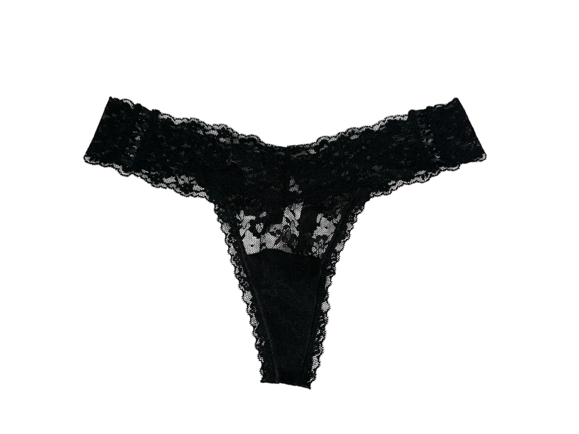 Victoria's Secret Lace-Up Thong Panty Color Black New, Black, S