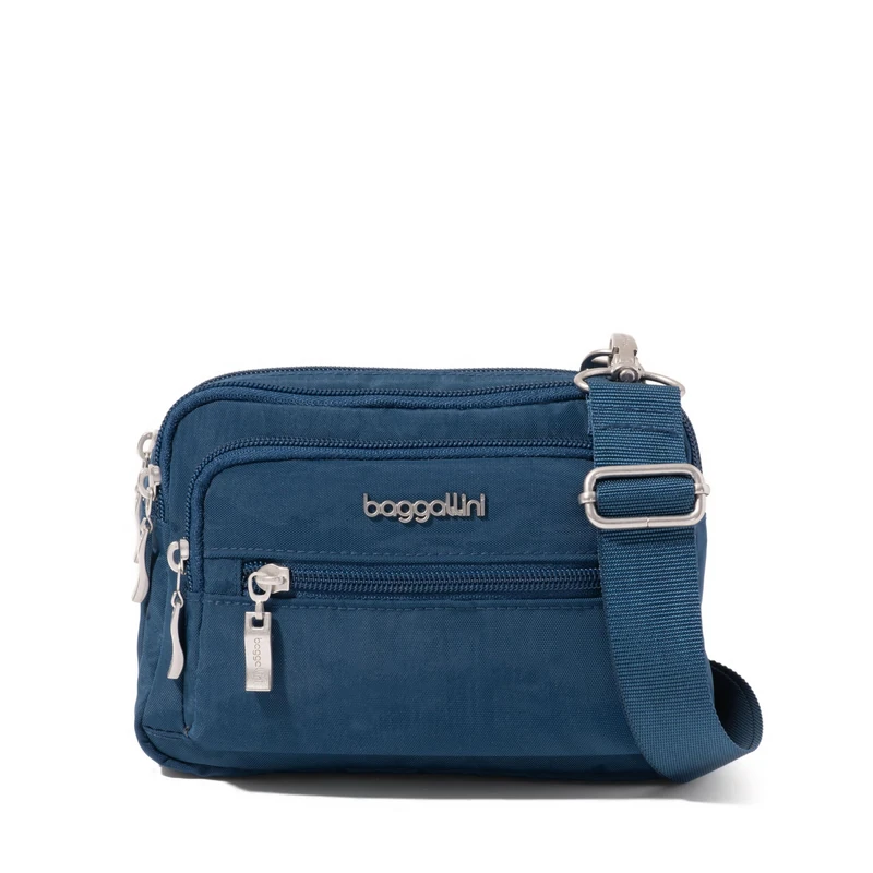 Baggallini Women's Triple Zip Bagg Crossbody Bag, Pacific, Wide Strap - Image 1